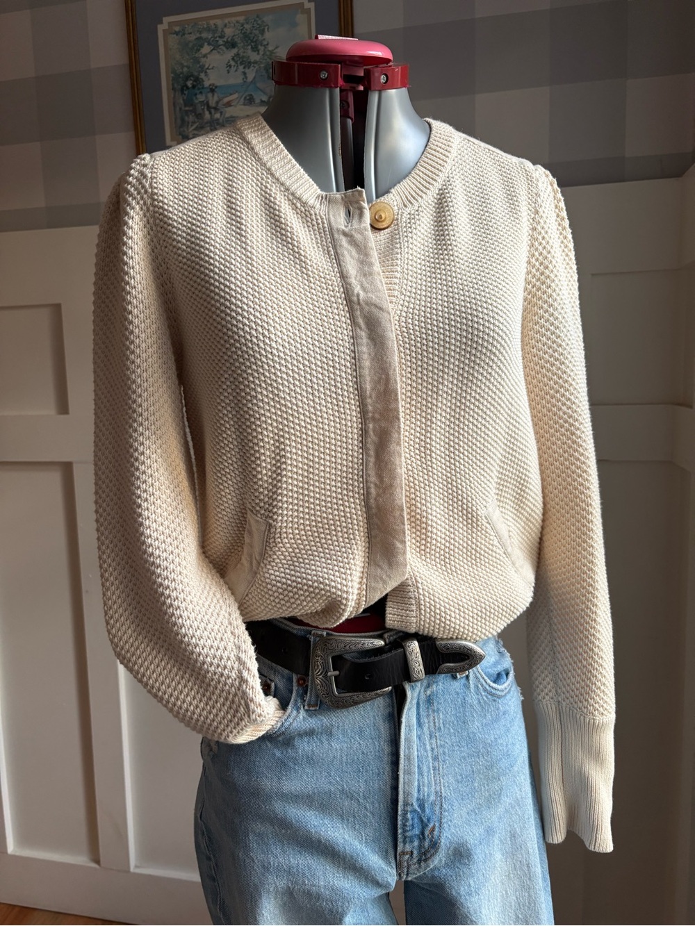 GAP Cream Knit Button-Front Sweater Jacket Classic Large